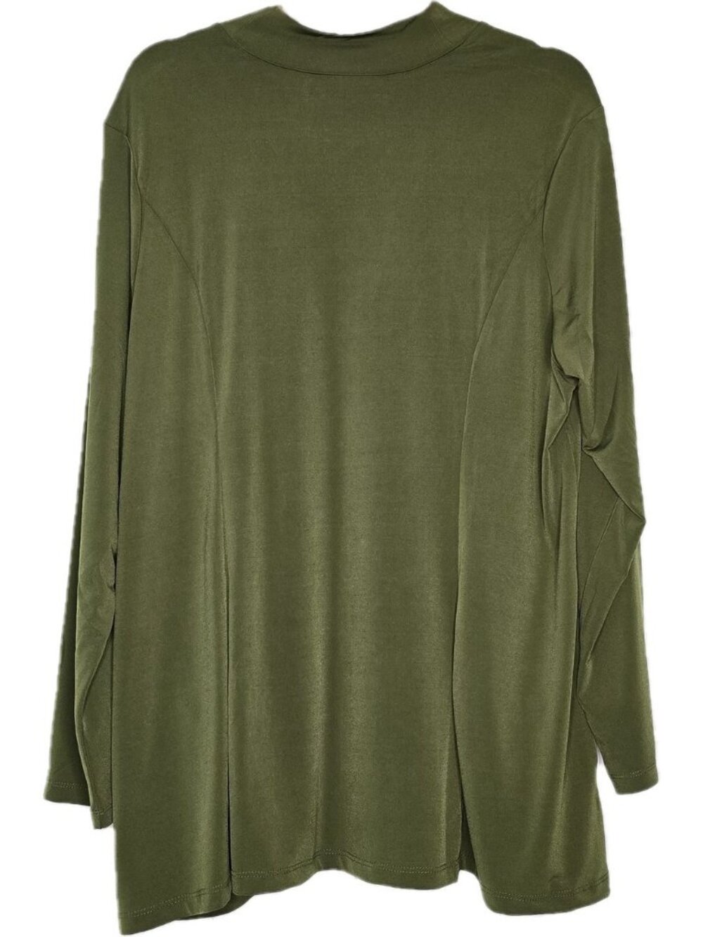 Susan Graver Olive Green Asymmetrical Plus Size 1X Button Top - Picture 6 of 6